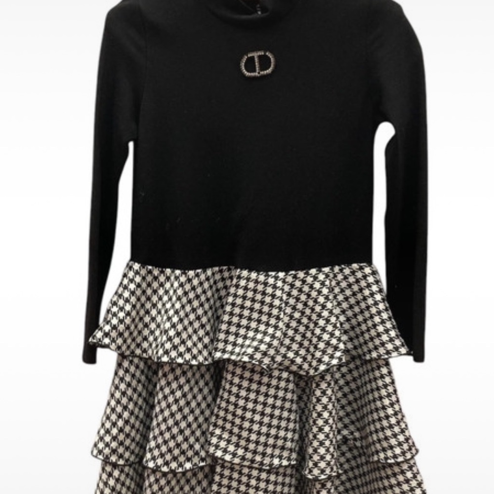 Chic Black and White Ruffle Dress